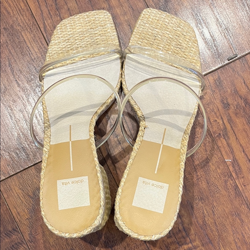 Women's Dolce Vita Clear Strap Woven Heel Sandals - Picture 3 of 4
